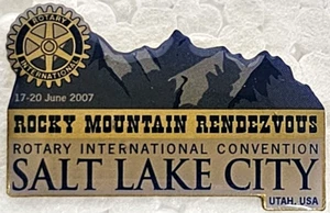 2007 Salt Lake City Rotary Intl. Convention Rocky Mountain Rendezvous Lapel Pin - Picture 1 of 14