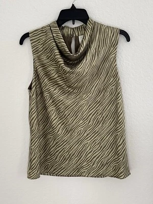Blusa mujer Joie talla S/P Helecho Grn Capucha Cuello Estampado Cebra Sin Mangas Oficina/Trabajo Foto 1 de 4