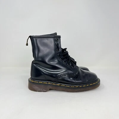 Dr. Martens 1460 черный кожаный шнурует вверх Hi верхний боя ботинки молодежный размер 3,5 - Изображение 1 из 4