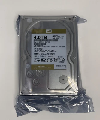 NEW!!! WD WD4002FYYZ Gold 4 TB 3.5" SATA 7200RPM 128MB Cache Hard Drive - Image 1 of 2