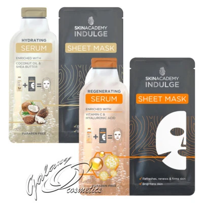 Skin Academy Indulge Serum Sheet Face Mask SACHET refresh firm anti aging - Image 1 of 2