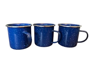 Emaille Ware blau gesprenkelt Metall Kaffeebecher Schüssel Hütte Camping Landhaus - Bild 1 von 7