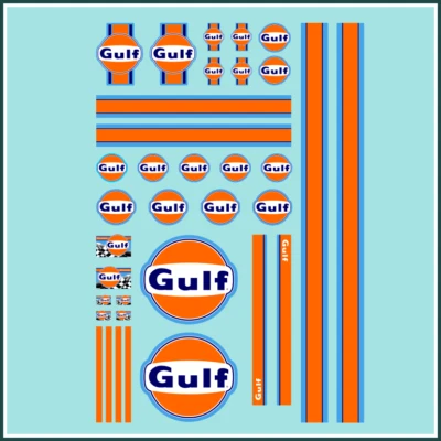 Modellbau Decals 1:18 1:24 Auto Tuning Transfer RC Car Set Wassertransfer Gulf