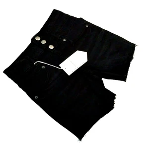 Comfort Denim Size 0 Black Cut Off Stretch Shorts 3 Buttons and Zipper ***READ - Picture 1 of 10