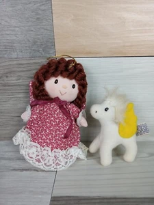 Vintage Russ Berrie Calico Engel Stoff Stoffpuppe Weihnachtsschmuck Korea 6 Zoll Spitze - Bild 1 von 8