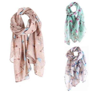 A LIITTLE TREE Lady Women Soft Scarf Fashion Scarves Shawl Neck Wrap Headscarf(Dragonfly Print)