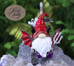 Kirks Folly DEVIN THE GNOME HallowenTrick Or Treat Magnetic Enhancer Silvertone - Picture 1 of 7