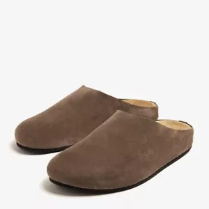 Sandalias mulas de cuero con plantilla de corcho zuecos de gamuza para mujer talla 5 marrón sin cordones - Imagen 1 de 4