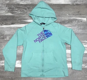 The North Face Sweater Girl L 14-16 Green Hoodie Full Zip Outdoor Youth - Picture 1 of 7