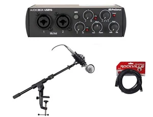 PRESONUS AUDIOBOX 96 2x2 Audio 2.0 Recording MIDI Interface+Mic+Cable+Stand - Picture 1 of 12