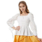 Renaissance Shirt for Women Long Sleeve Peplum Blouse Victorian Womens Blouse