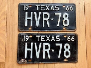 Pair of 1966 Texas License Plates - Check With DMV For YOM - Bild 1 von 4