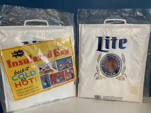 VTG Miller Lite Advertising Cooler Bags 2 NOS Soft Snap Top Handle Insulated - Picture 1 of 13