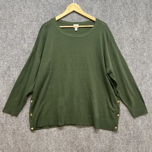 Dressbarn Size 3x Sweater Plus Long Sleeve Buttons Green Round neck Casual - Picture 1 of 14