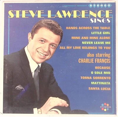 STEVE LAWRENCE , CHARLIE FRANCIS  STEVE LAWRENCE SINGS SPIN RAMA VINYL LP 219-68 - Image 1 of 4