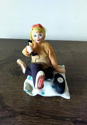 Roldan Klumpe Teenager Girl Talking On Telephone Cloth Doll Early 1960s - Image 1 of 4