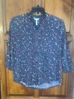 New Matilda Jane Afternoon Stroll Pleated Blouse Size L Blue Floral Mj 230