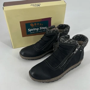 NWT Spring Step Cleora Women's Sherpa Lined Zip Ankle Booties Black Size 9.5-10 - Picture 1 of 9