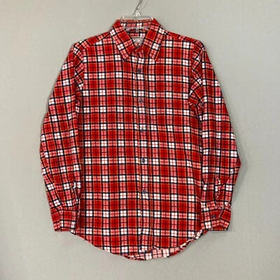 Camisa de franela manga larga a cuadros de colección para niños talla 18 adolescentes años 70 roja Montgomery Ward Foto 1 de 4