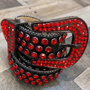 DNA Belt - Alligator Skin Black with Red Stone (GREAT CONDITION-SLIGHTLY USED)