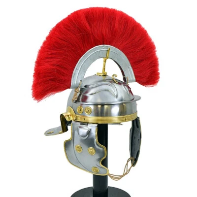 Medieval Roman Imperial Gallic Centurion Arm. Helmet Red Plume+Free Hel. Stand - Image 1 of 4