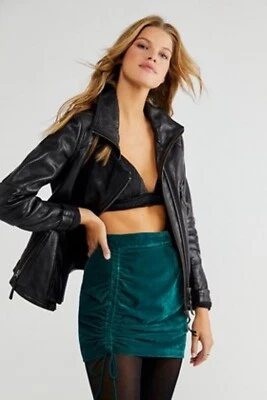 Free People Vivienne Velvet Mini Skirt, Green, UK 10, RRP $98 - Image 1 of 3