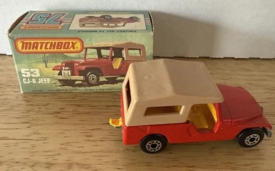 Vintage Lesney Matchbox Superfast CJ6/CJ-6 Jeep No. 53 Red With Box - Image 1 of 4