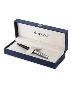 Waterman hemisphere Rollerball Matte Stainless Steel Black Barrel Chrome Tip pen - Picture 1 of 8