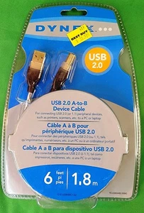 New Dynex USB 2.0 A to B Cable 6 foot Printer Device Cable Cord - Picture 1 of 10
