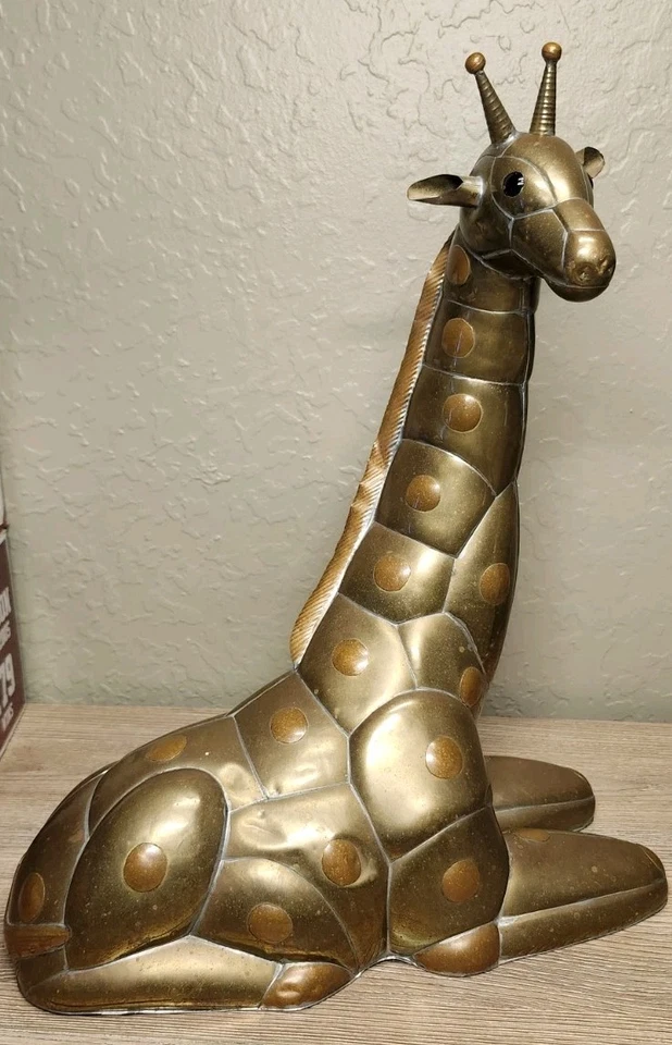 Jirafa de metal vintage MCM estilo Sergio Bustamante latón patinado cobre 15" Foto 1 de 4