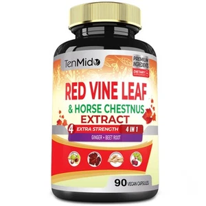 Red Vine Leaf Extract Capsules - with Horse Chestnut, Beet Root, Ginger - Her... - Picture 1 of 7