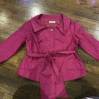 Blazer Chaqueta De Colección Rickie Freeman para TERI JON Mujer Talla 14 Rosa Brillante 100% Seda Foto 1 de 4