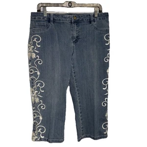 AZI Damen 12 Capri Jeans mit Stickerei an den Seiten mit Stretch - Bild 1 von 10