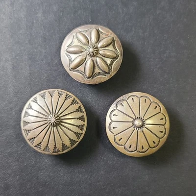 Lot 3 VTG Sterling Silver Western Conchos Screwback Southwestern Native American - Image 1 of 4