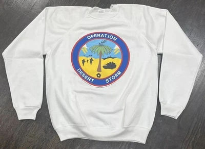 Винтажная мужская толстовка Operation Desert Storm очень большая белая 1991 90-е США - Изображение 1 из 4
