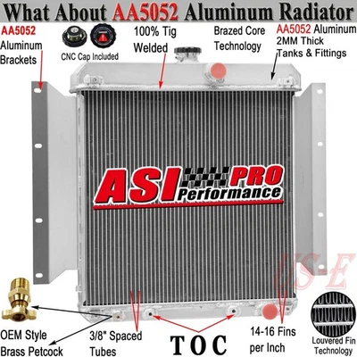 3-Rows Aluminum Radiator For 1961 1962-1969 Dodge D100 Series Pickup 5.2L V8 AT — 第 1/4 张图片