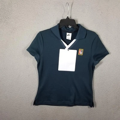 Nike Cancha Tenis Polo Mujer Pequeña Azul Muestra UA Logo Ropa Deportiva Rara Foto 1 de 4