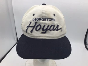 VTG Georgetown Hoyas Hat Cap Sports Specialties Script SnapBack White Navy Q1 - Picture 1 of 8