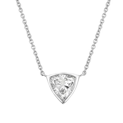 Collar de diamantes cultivados en laboratorio de corte billón de oro blanco de 14 K MZ30420 Foto 1 de 4