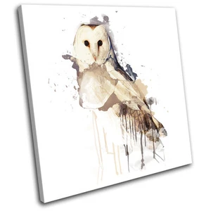Pintura de pájaro búho de granero animales abstractos ARTE DE PARED DE LIENZO ÚNICO impresión de imagen - Imagen 1 de 1