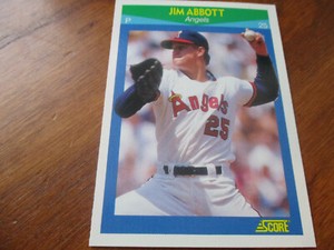 jim abbott (anaheim angels - p) 1990 score RISING STAR ROOKIE CARD #5 nr/MINT