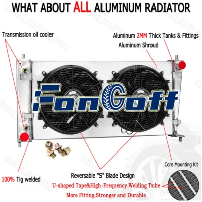 Fits 1999-2004 Ford F150 F250 F350 Expedition 3ROW Aluminum Radiator+Shroud Fan - Изображение 1 из 4