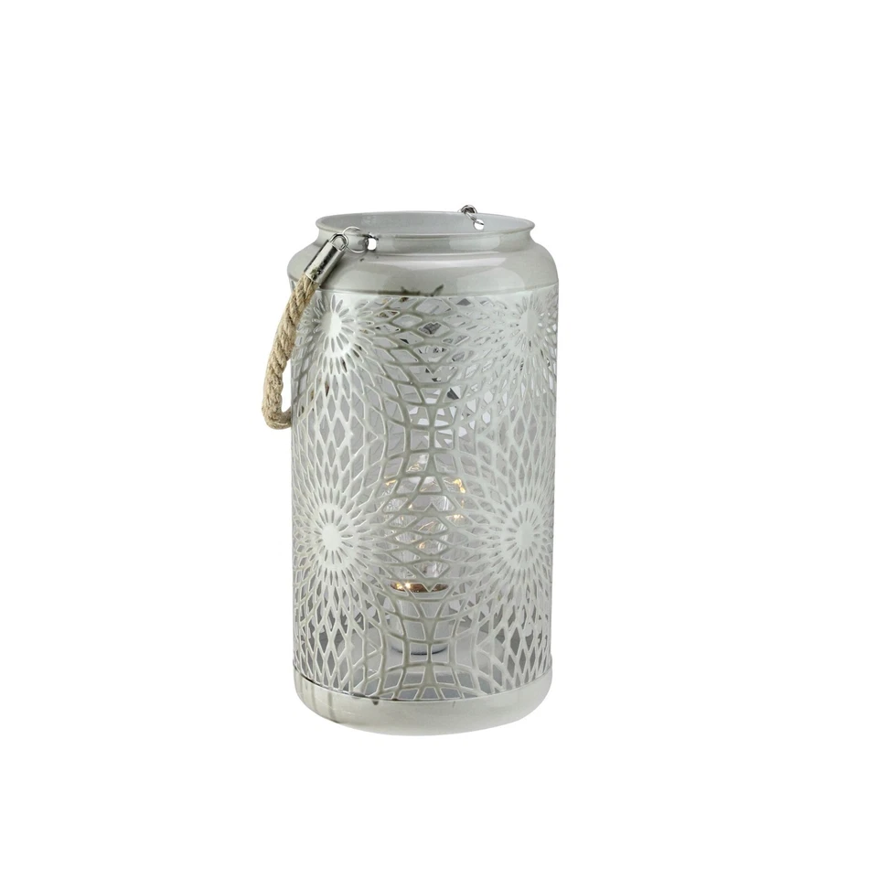 Lanterna flor cinza com cabo de corda e lâmpada LED - 2 PACOTES - 12 pol x 6 pol - Imagem 1 de 1