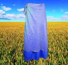 Womens Beach Silk Wrap Skirt, Lavender Floral Print Wrap Around Magic One Size
