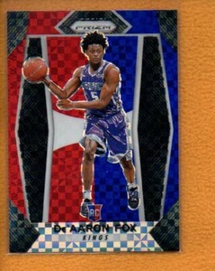 De'Aaron Fox 2017-18 Panini Prizm Rookie BK Prizms Red White and Blue RC #24