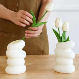 Nordic White Spiral Plastic Vase Flower Decor for Living Room Bedroom Kitchen - Picture 1 of 6