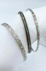 3 Pc Lot Vintage 1940s Sterling Silver Bangle Bracelet Danecraft + - Picture 1 of 7