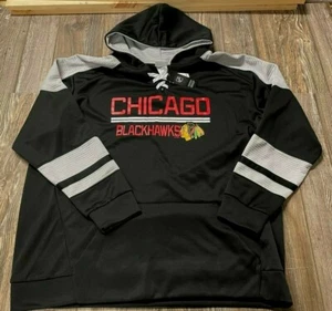 NWT Mens Chicago Blackhawks Black/Gray Premium Performance Hoodie Size Large - Picture 1 of 4