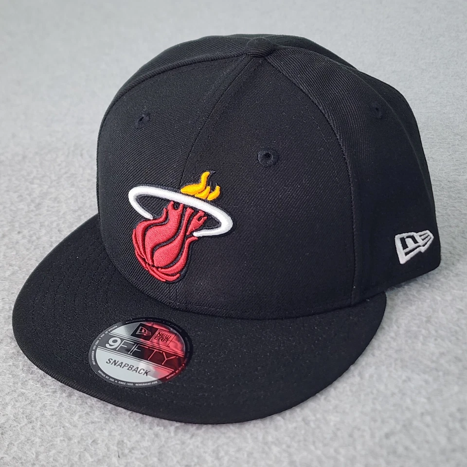 Miami Heat Era 9fifty NBA Adjustable Snapback Hat Cap Flat Brim Black 950