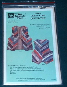 Vintage 1970's Childs Strip Quilted Vest Pattern, That Patchwork Place P1009 NIP - Picture 1 of 2